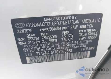 2025 Hyundai Ioniq 5 Sel z USA, uszkodzony, nr VIN 7YAKN4DA7SY036558